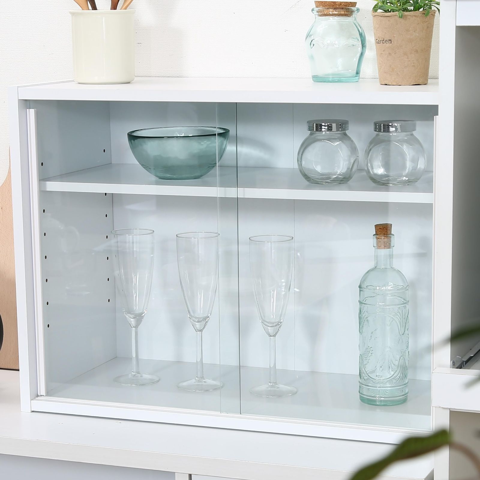 ホワイトキッチン収納 食器棚 ガラス扉付き Amazon｜Timechee 食器棚 キッチン収納 キャビネットガラス扉付き 幅80