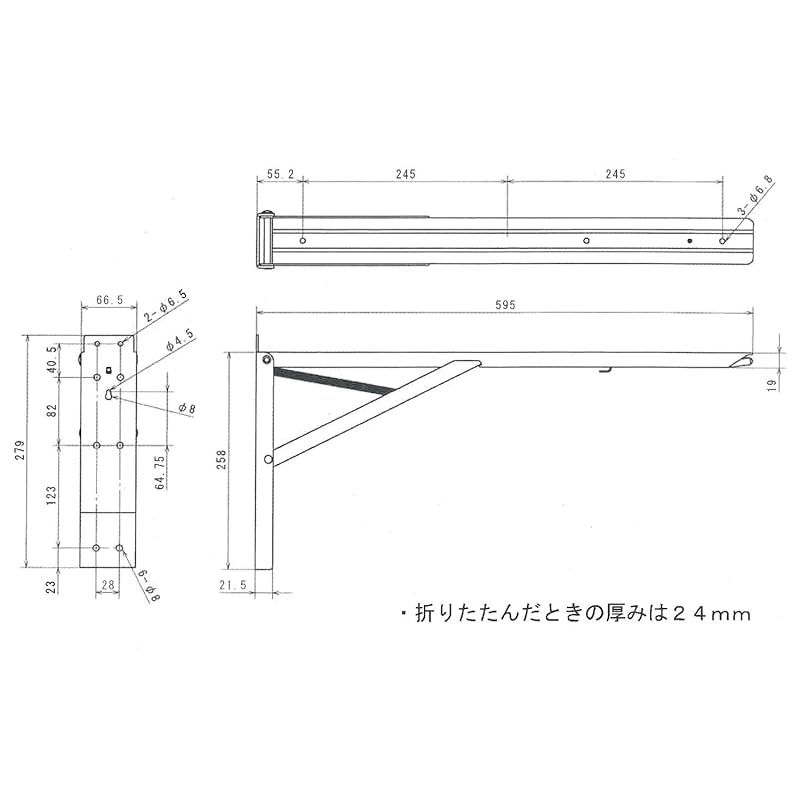 TANNER 大型折りたたみ式棚受 ジャンボ60 2本1組 0 HRDEVELOPMENT_JP