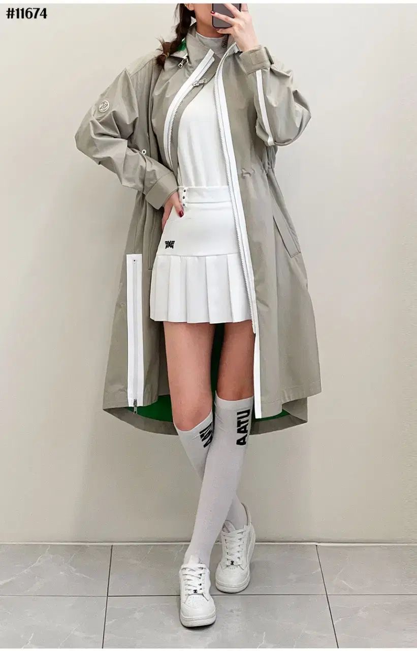 レディースゴルフウェア オーバーサイズ ロング トレンチ ジャケット - G FORE ジーフォア ニーハイソックス セット WHITEMONARCHHOTEL_COM