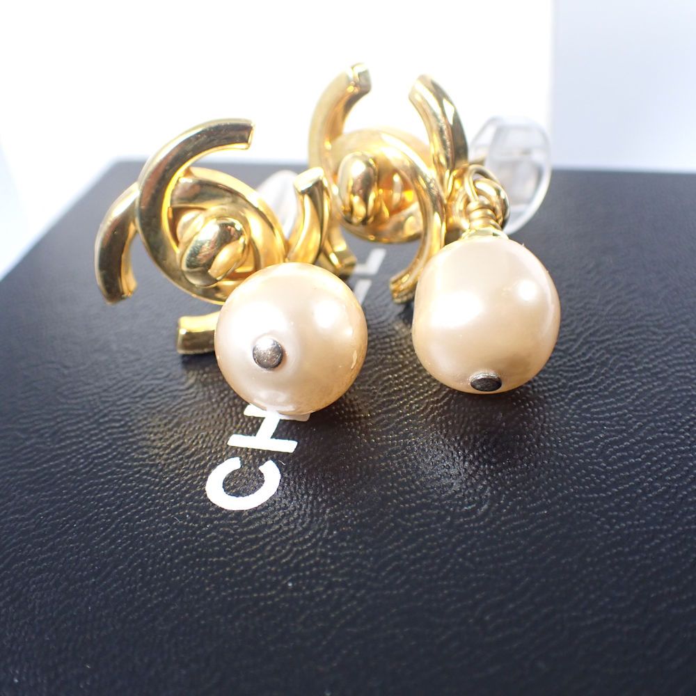 CHANEL|シャネル|フェイクパールイヤリング|金色金具|箱有|g512-33