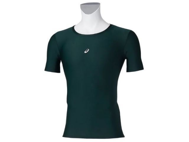 asics アシックス 18 UNDER SHIRTS HS D/グリーン XL 2121A281 300 | スポーツ 運動 衣類 服 ウエア ウェア 男性 紳士服 メンズ 野球 ベースボール トップス インナー 半袖 ハーフスリーブ 丸首 クルーネッ