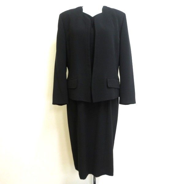 a ヒロココシノ HIROKO KOSHINO ワンピーススーツ 13号 黒 ジャケット ワンピース 礼服 喪服 フォーマル 大きいサイズ 952280 k01