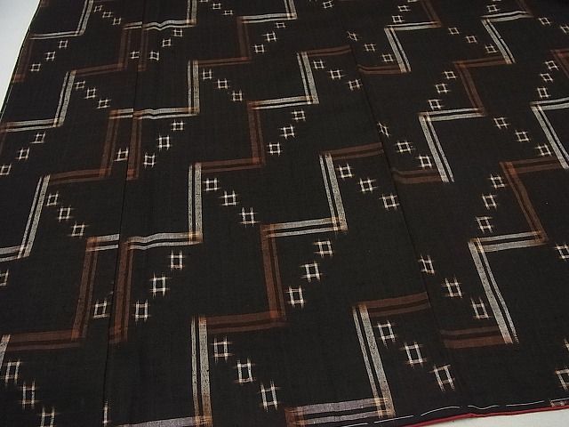 平和屋1□極上 国指定重要無形文化財 本場久米島紬 宇久本カメ作 手織