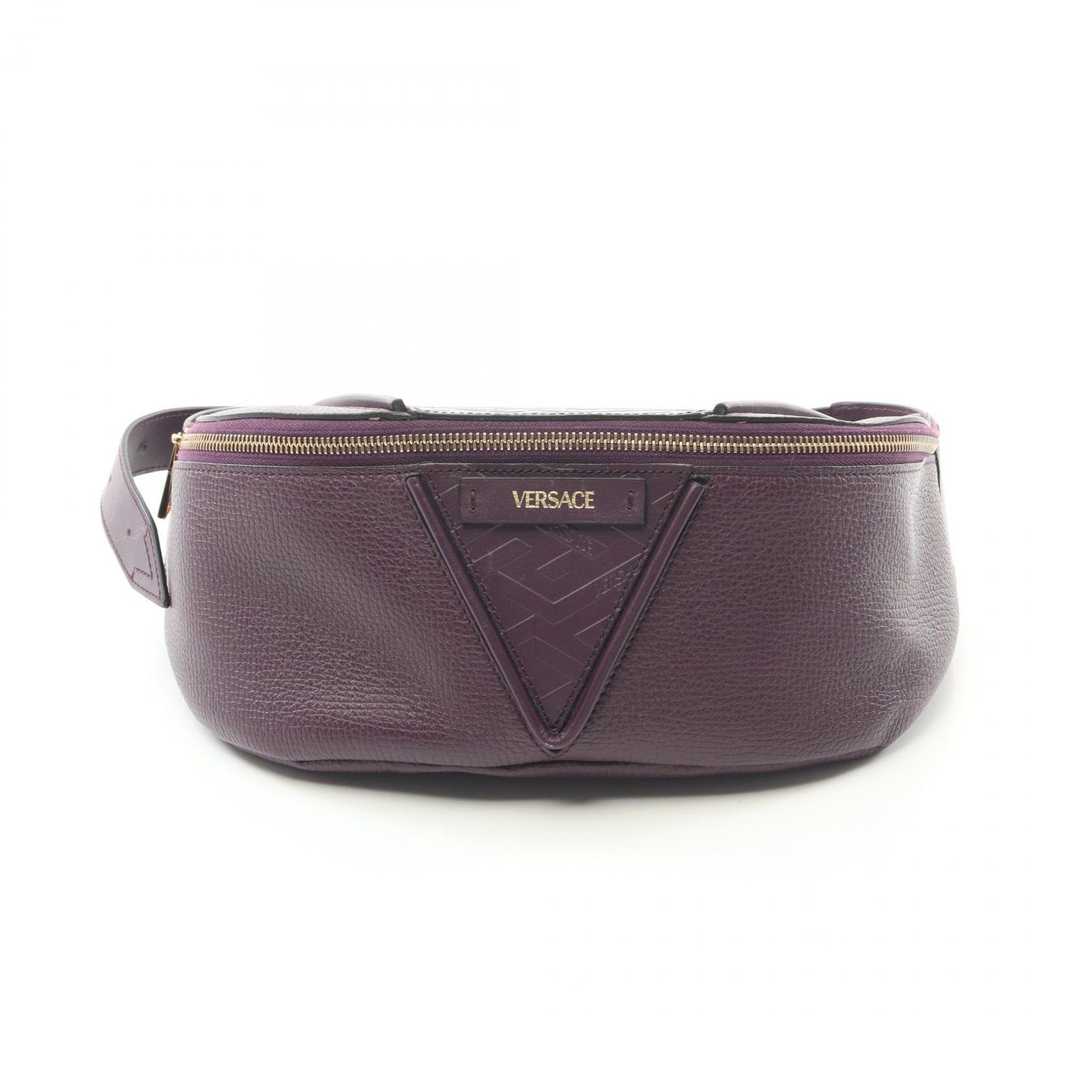ヴェルサーチ VERSACE ウエストバッグ ボディバッグ グレカ パープル レザー グレカ ボディバッグ メンズ Used A