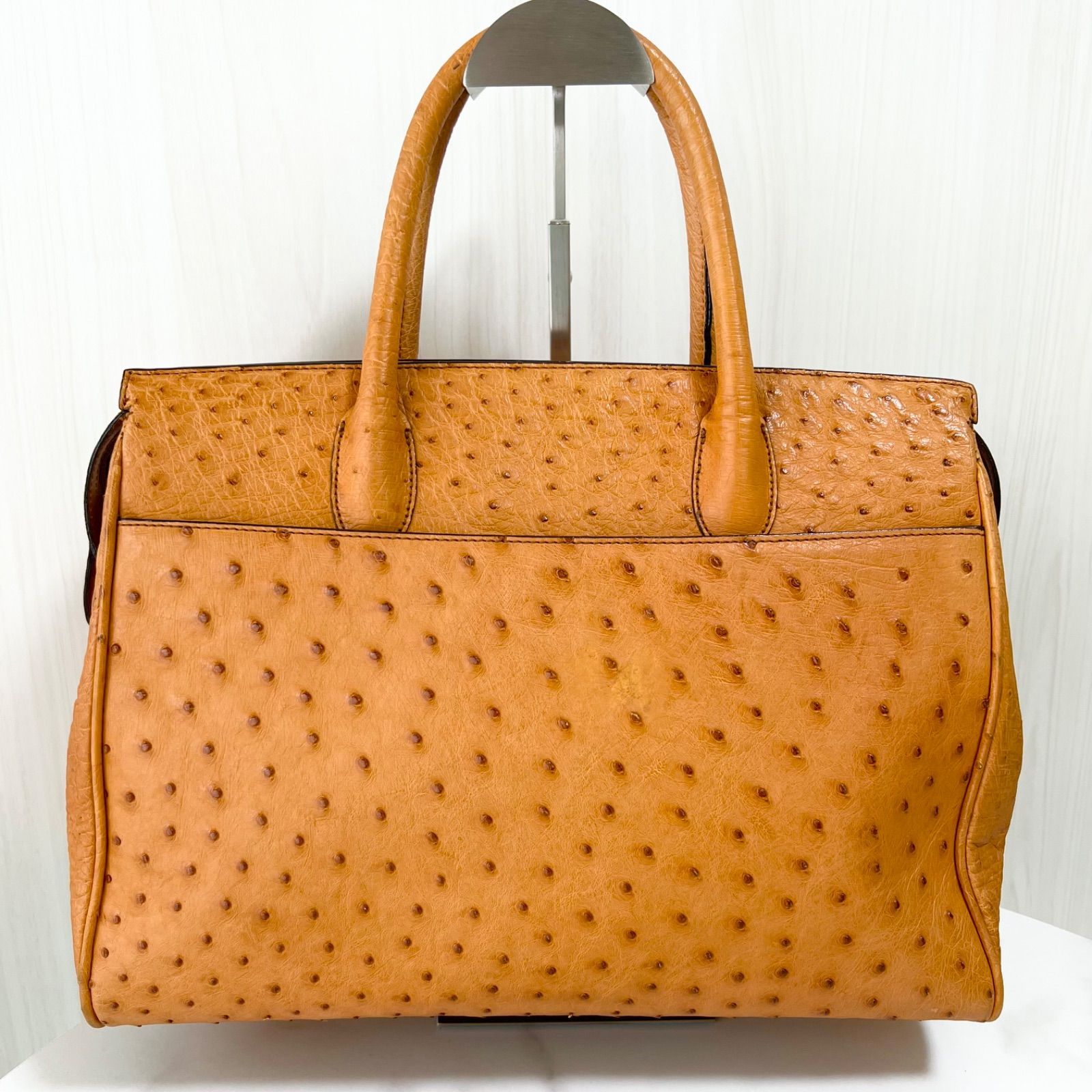 オーストリッチ JRA認証 オレンジ エキゾチック レザー フルポイント