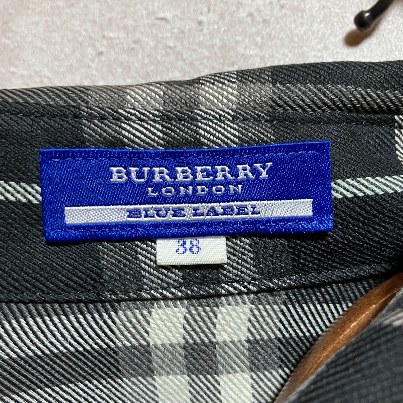 Burberrys BLUE LABEL ノースリーブシャツワンピース 38 BURBERRY BLUE LABEL チェック柄ノースリーブワンピース 38