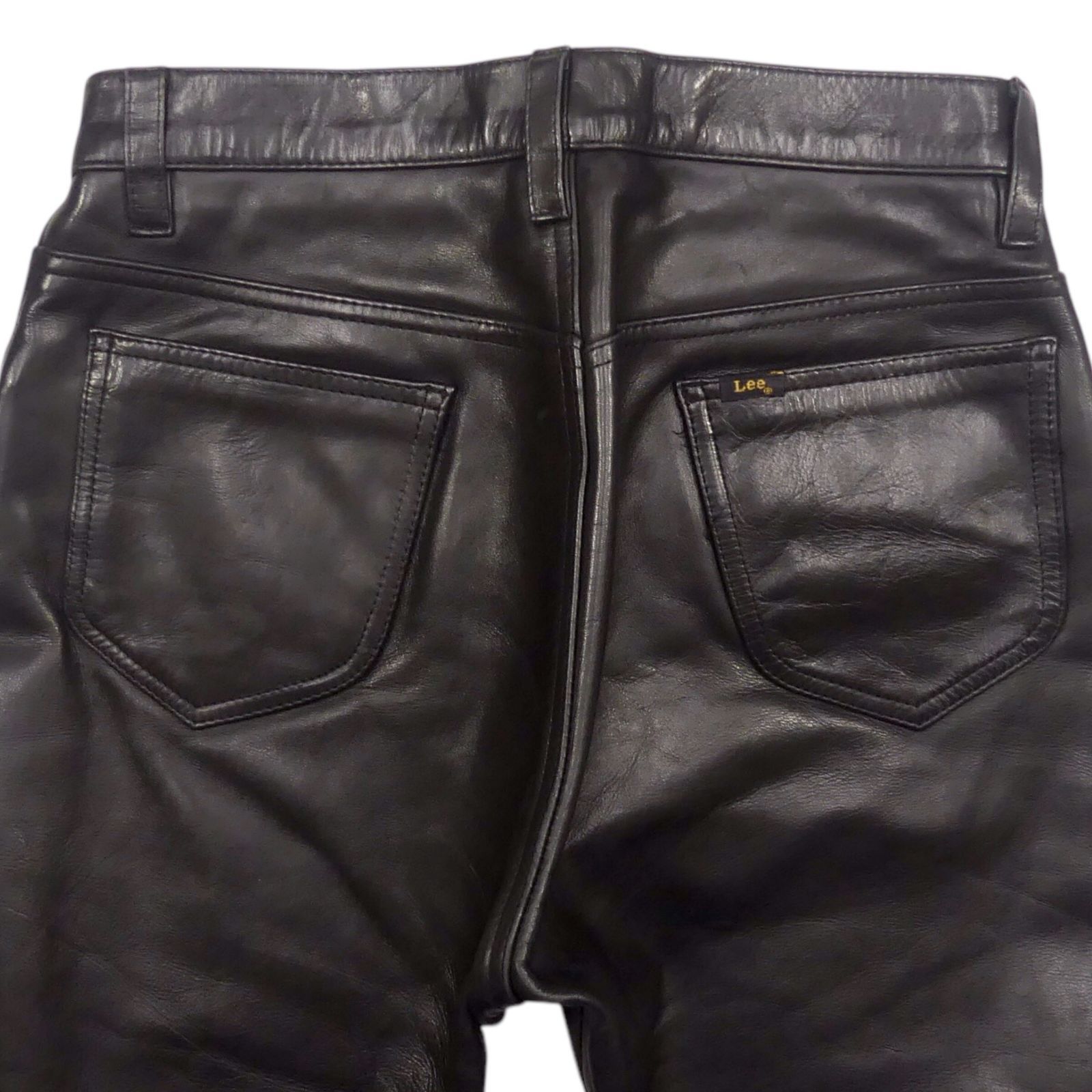 Lee レザーライダース　パンツ　牛革　リアルレザー Lee リー レザーパンツ 本革 リーライダースメンズ 黒 W30 革