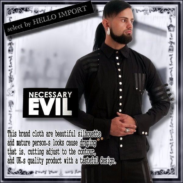 No more discontinued dress shirt gothic men's clothing black super snap button long sleeve visual series V series /rfa033
