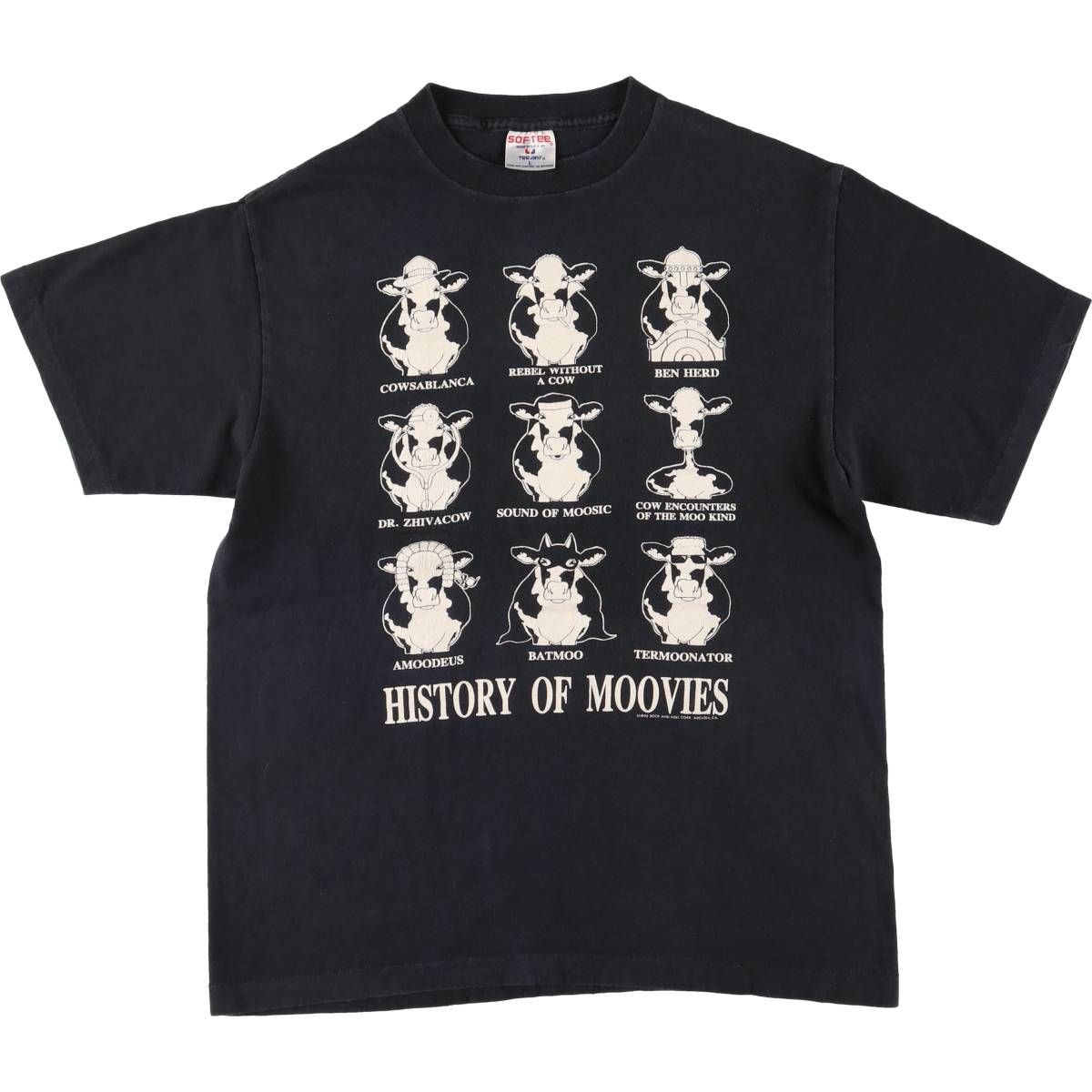 古着 90年代 SOFTEE 牛柄 アニマルTシャツ メンズL相当 ヴィンテージ|eaa556450