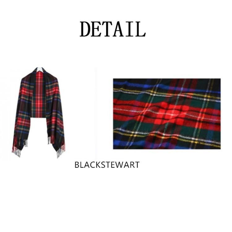 ジョンストンズ　大判カシミヤストール　BLACK STEWART WA000057 中判カシミアストール KU0079 Black&White Stewart JOHNSTONS