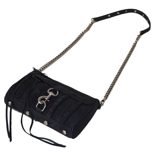 レベッカミンコフ スエード レザー MINI MAC クロスボディー チェーンショルダー ブラック HH17FRBX01 並行輸入品