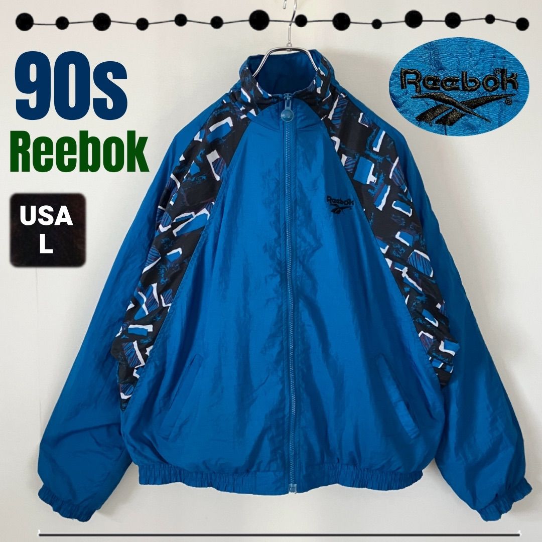 Reebok リーボック☆90s/ウーブンナイロンジャケット☆ベクターロゴ 