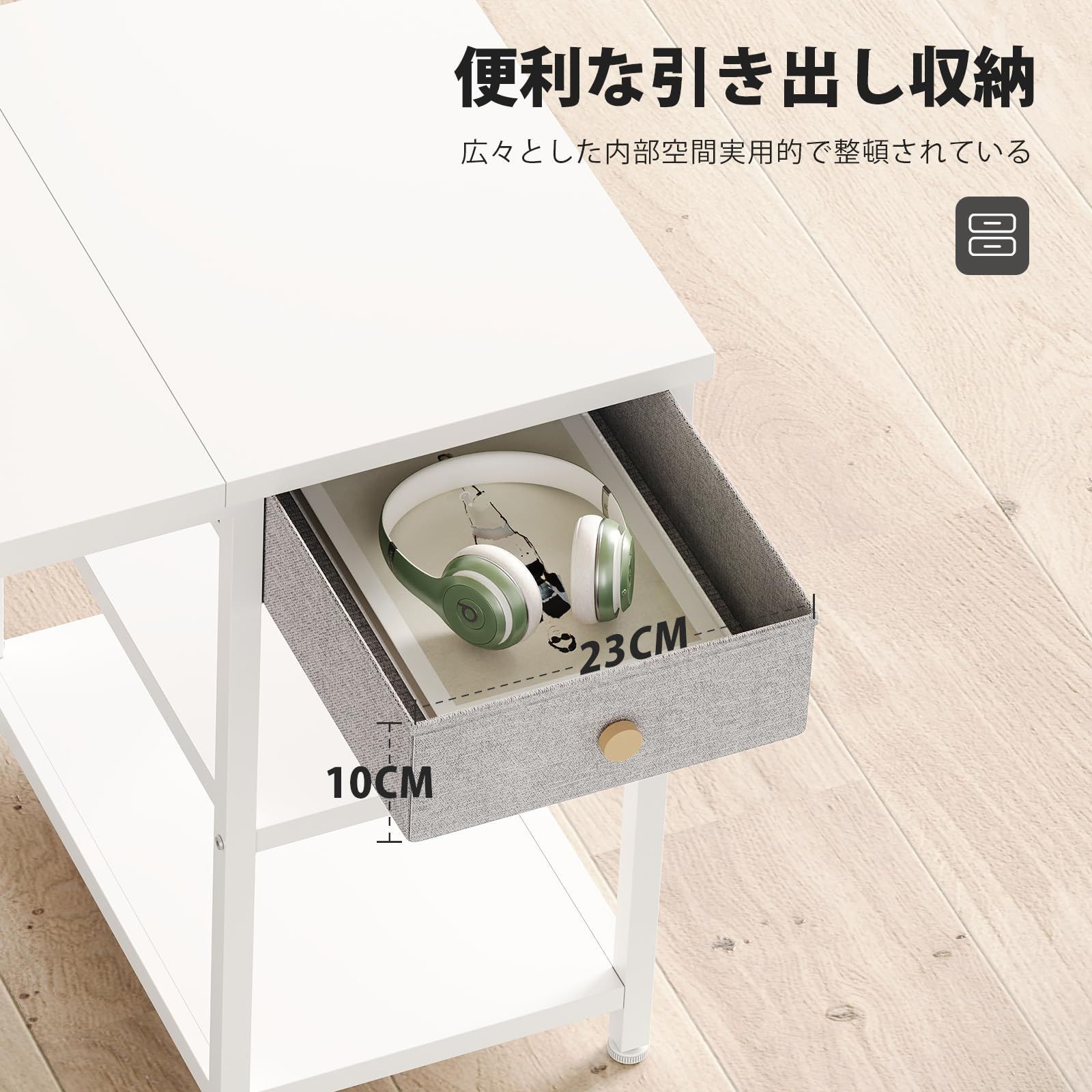 YeTom デスク 机 pcデスク パソコンデスク 幅100cm 布製引き出し付