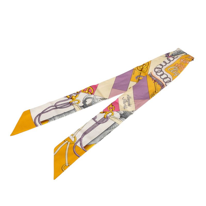 エルメス ツイリー Cliquetis クリケティス ホワイト マルチカラー シルク レディース HERMES 1-0234298