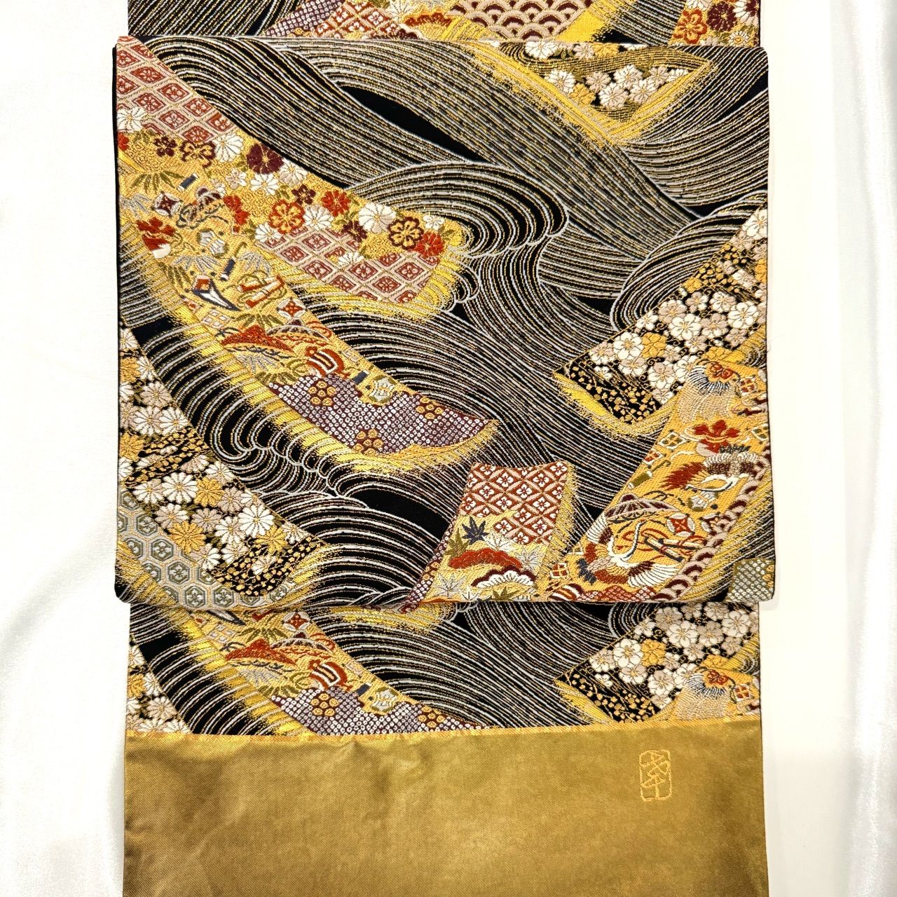 新品】高級袋帯 加納幸織物 正絹 金糸 着物 訪問着 礼装用 刺繍 新品】高級袋帯 加納幸織物 正絹 金糸 着物 訪問着 礼装用 刺繍