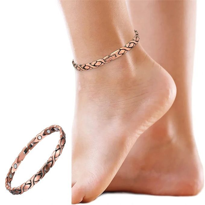 SSP061 純銅 磁気 アンクレット 銅製ジュエリー  痩身 調節可能 健康エネルギー 高磁石 瞑想 ヨガ 銅ブレスレット ハンドメイド 手作り