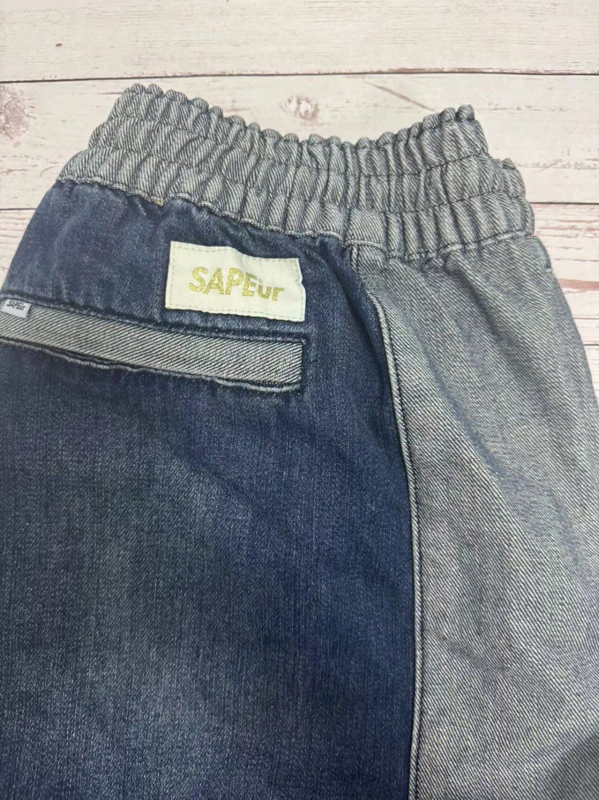 気まぐれ出品 SAPEur サプール ヴィンテージ デニム ショートパンツ XL 中古品】 SAPEur サプール DENIM VINTAGE BASKET SHORTS デニム