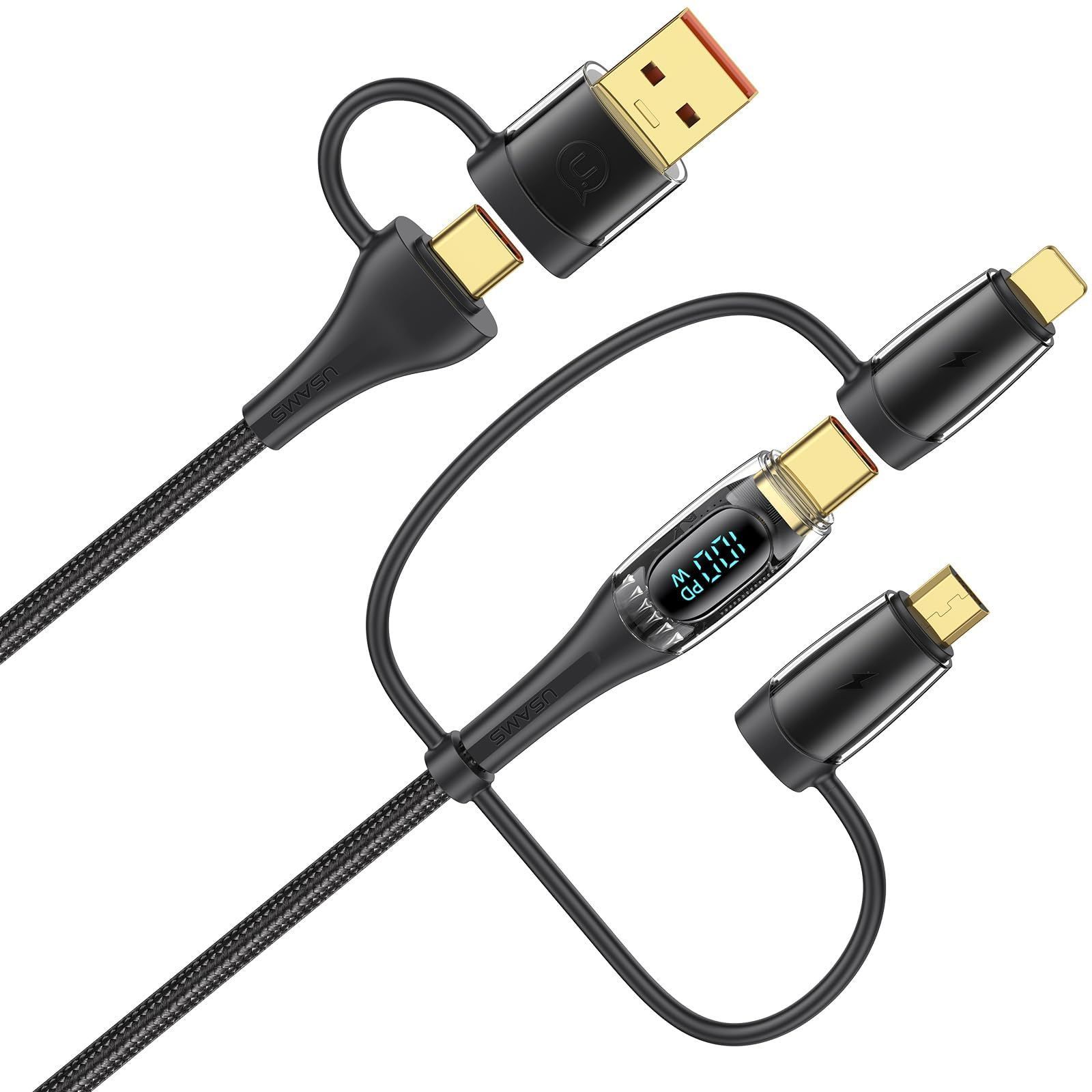 【在庫処分】6in1 ケーブル 100WPD対応 急速充電 USB TYPE 充電ケーブル C 1.2m 高速データ転送 USB A+C to Type-C+Micro+IP 変換アダプタ 一本多役 3in1 多機能充電コード 高耐久ナイロン編み 多機種対応