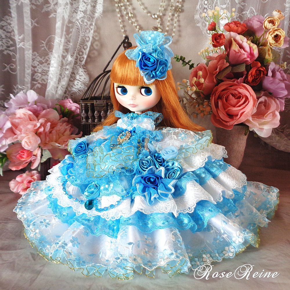 XmasSale】ベルサイユの薔薇 華やかなブルーローズ煌めきのボリューム