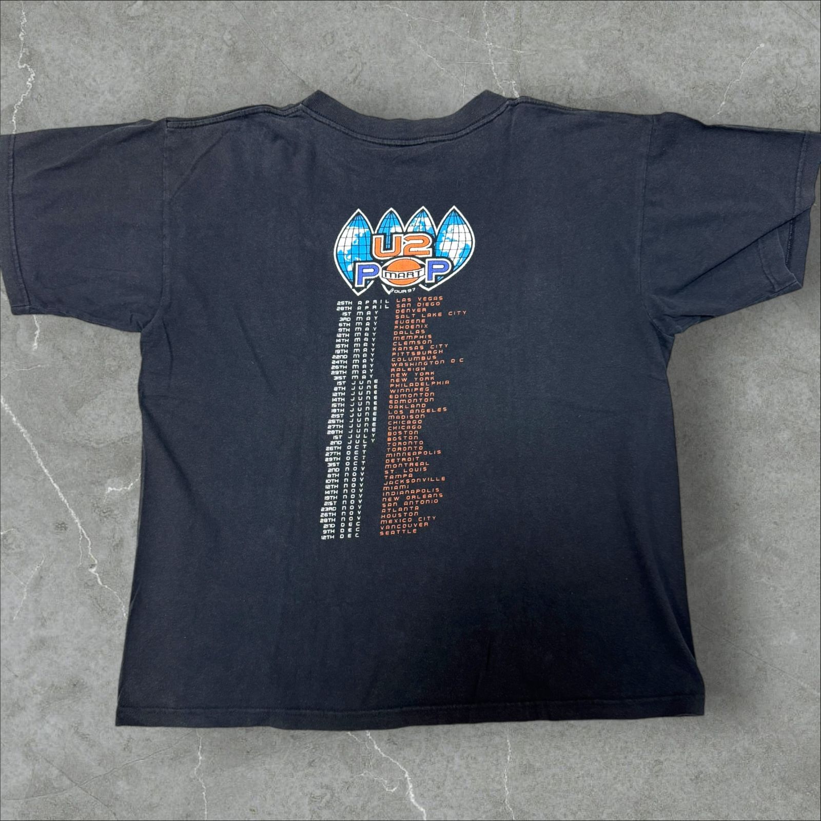 90s vintage Band T-Shirt U2 POPMART Tour 1997 Polygram フェード L 