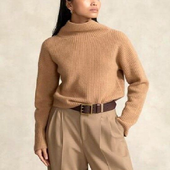Polo Ralph Lauren ベージュリブセーター サイズXS POLO RALPH LAUREN ポロ・ラルフローレン リブドウールカシミヤ
