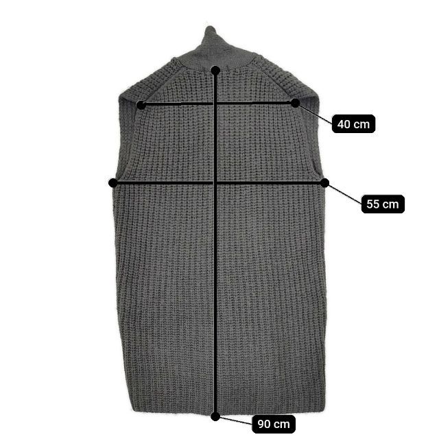 evam eva E173K190 ウール畦 ロングベスト ノースリーブニット