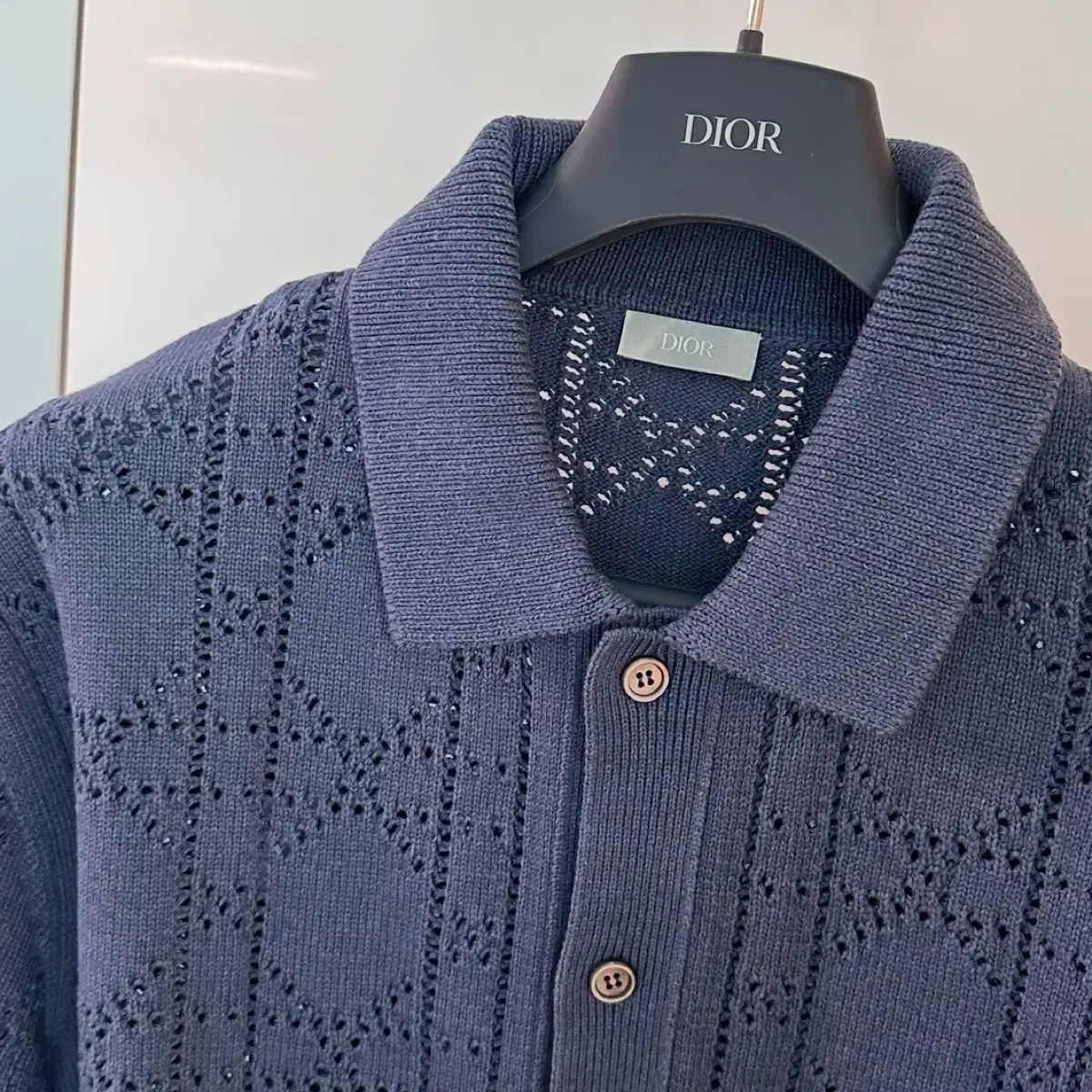 DIOR ディオール カナージュ コットンカシミア 半袖 ニットシャツ 請求書 タグ O