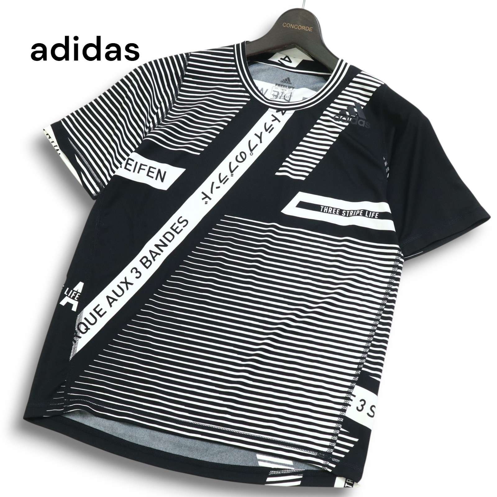 adidas リニアグラフィック Tシャツ ストライプ ボーダー xs adidas リニアグラフィック Tシャツ ストライプ ボーダー xs
