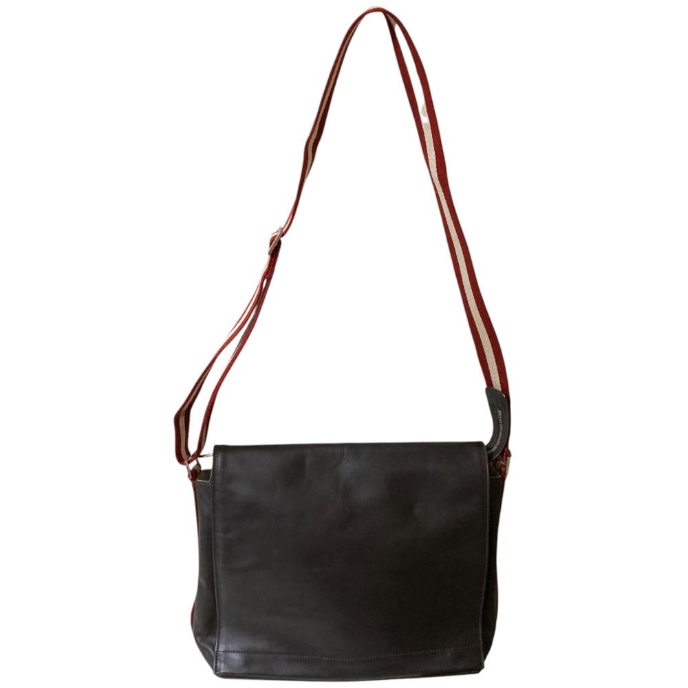 BALLY バリー　ショルダーバッグ　サコッシュ　ブラウン　レザー　ストライプ 良品 BALLY バリー ストライプストラップ レザー ショルダー