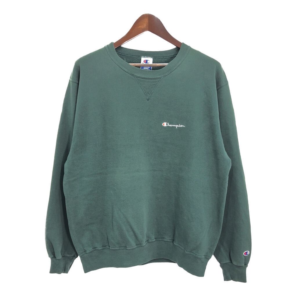 90年代 Champion チャンピオン AUTHENTIC オーセンティック スウェット ワンポイントロゴ グリーン (メンズ X-LARGE) 中古 古着 R5194