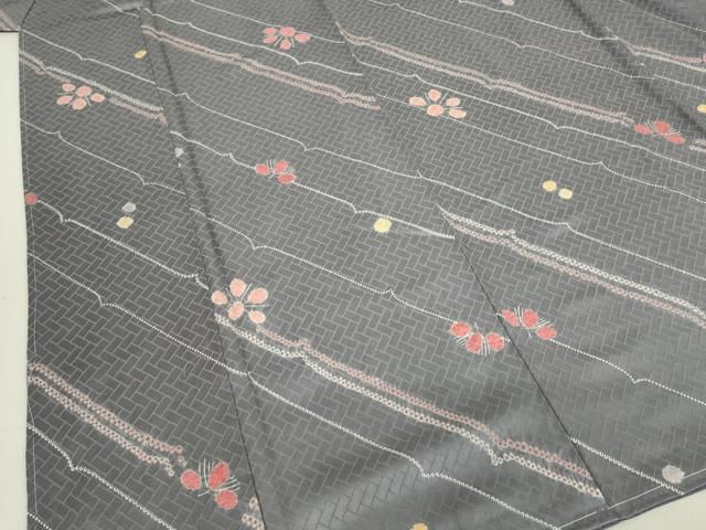 平和屋着物○本疋田絞り 小紋 市松文様 黒地 正絹 逸品 AAAQ0472np