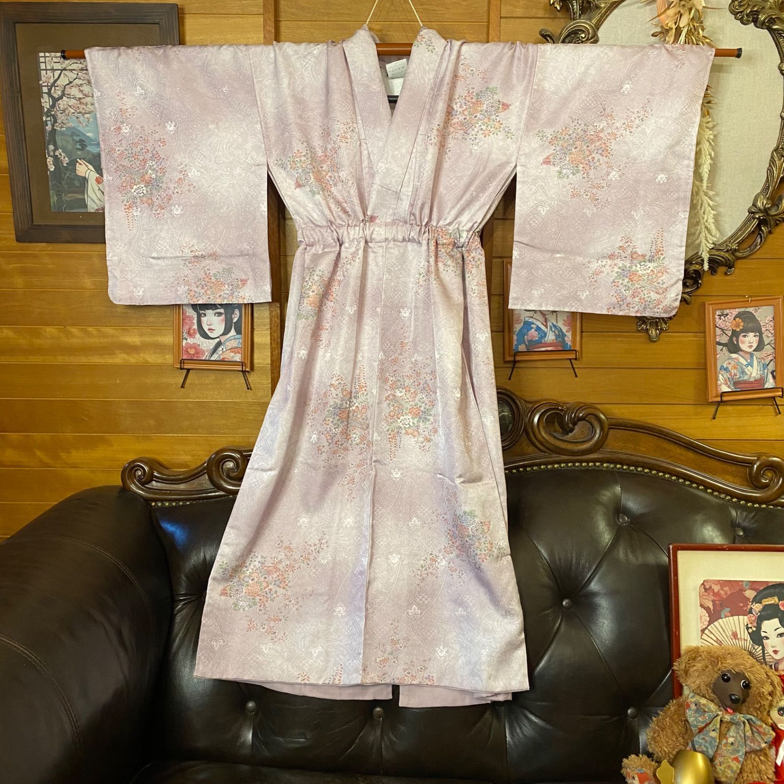 着物リメイク セミロング 購入 ワンピース ドレス｜洗える 化繊 帯