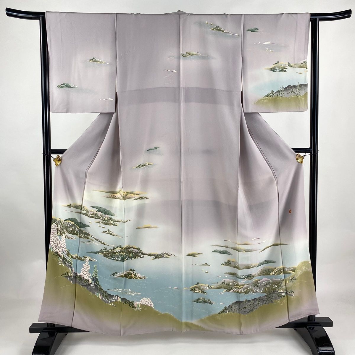 訪問着 身丈158.5cm 裄丈63.5cm S 袷 吉村伊佐子 加賀友禅 落款 風景  