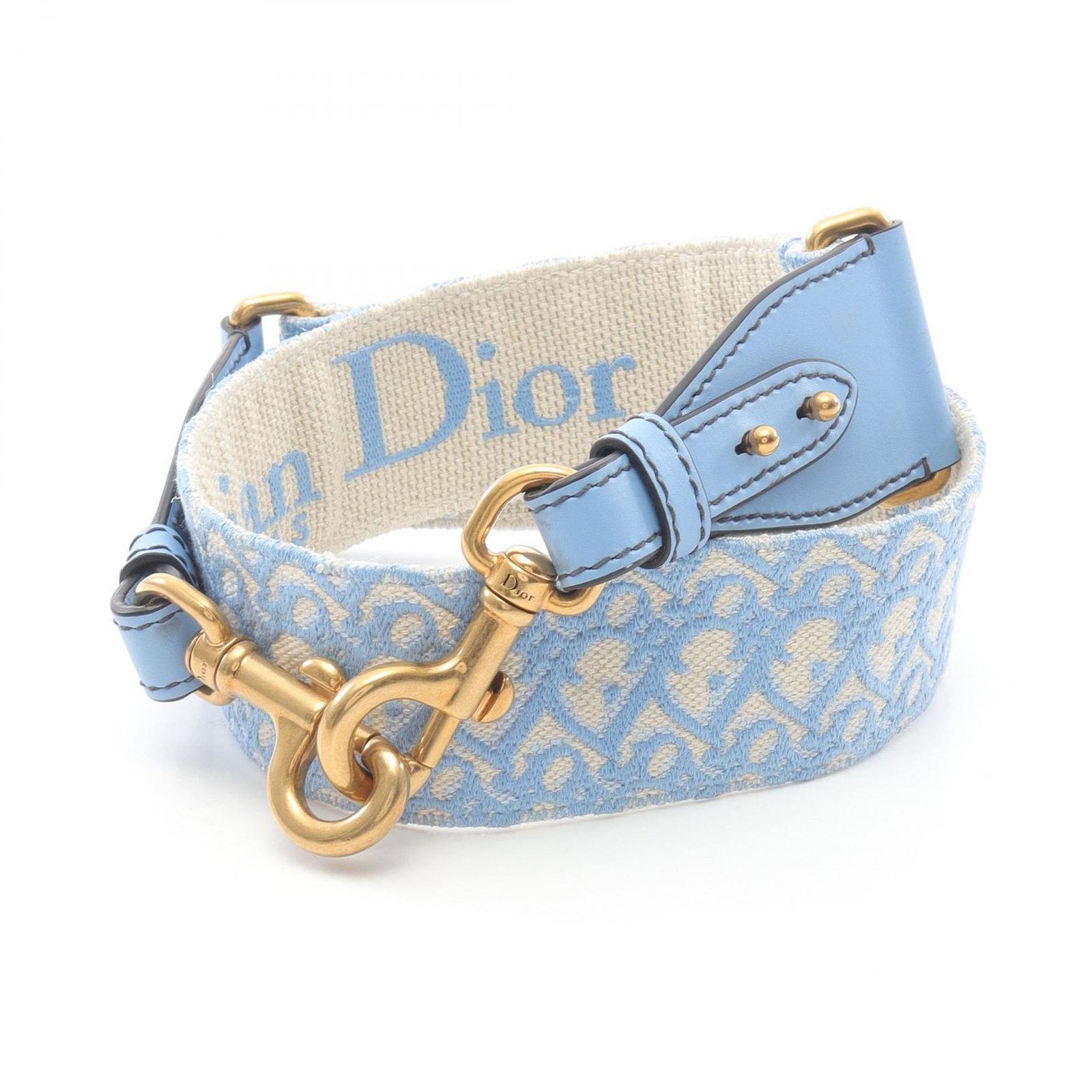 ディオール Dior ショルダーストラップ オブリーク エンブロイダリー S8555CTZQ917 ライトブルー キャンバス レザー ショルダーストラップ レディース