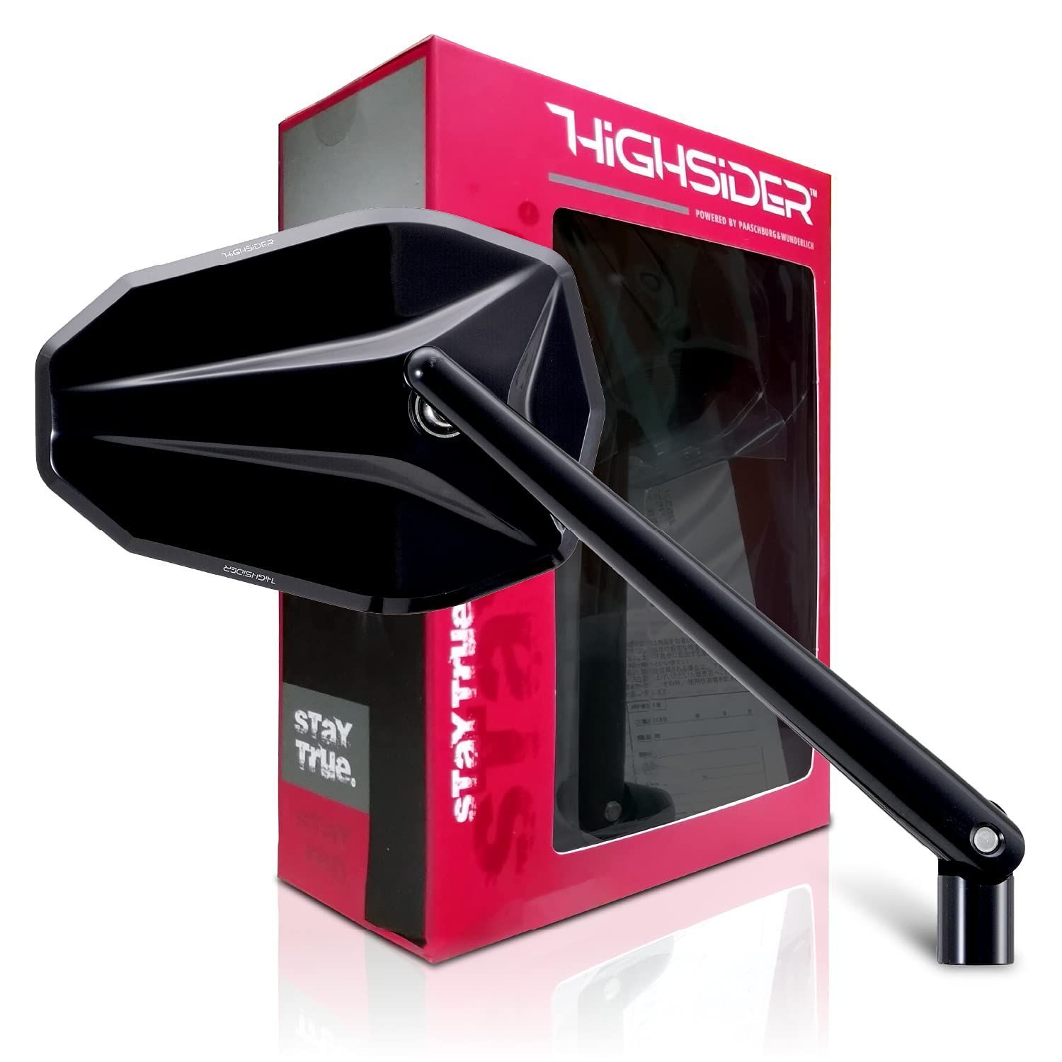 Color ブラック_Style ヴィクトリー デイトナ Daytona HIGHSIDER ハイサイダー バイク用 ロッドミラー 片側1本 10mm正|逆ネジ対応 ECE規格クリア ヴィクトリー ブラック 17888