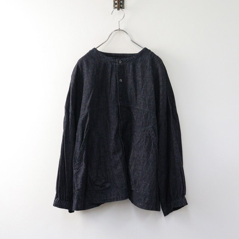 定価30800円 2025SS ネストローブ nest Robe ダンガリーシャツジャケット F ダークインディゴ|トップス ハオリ 綿麻 2400014373554