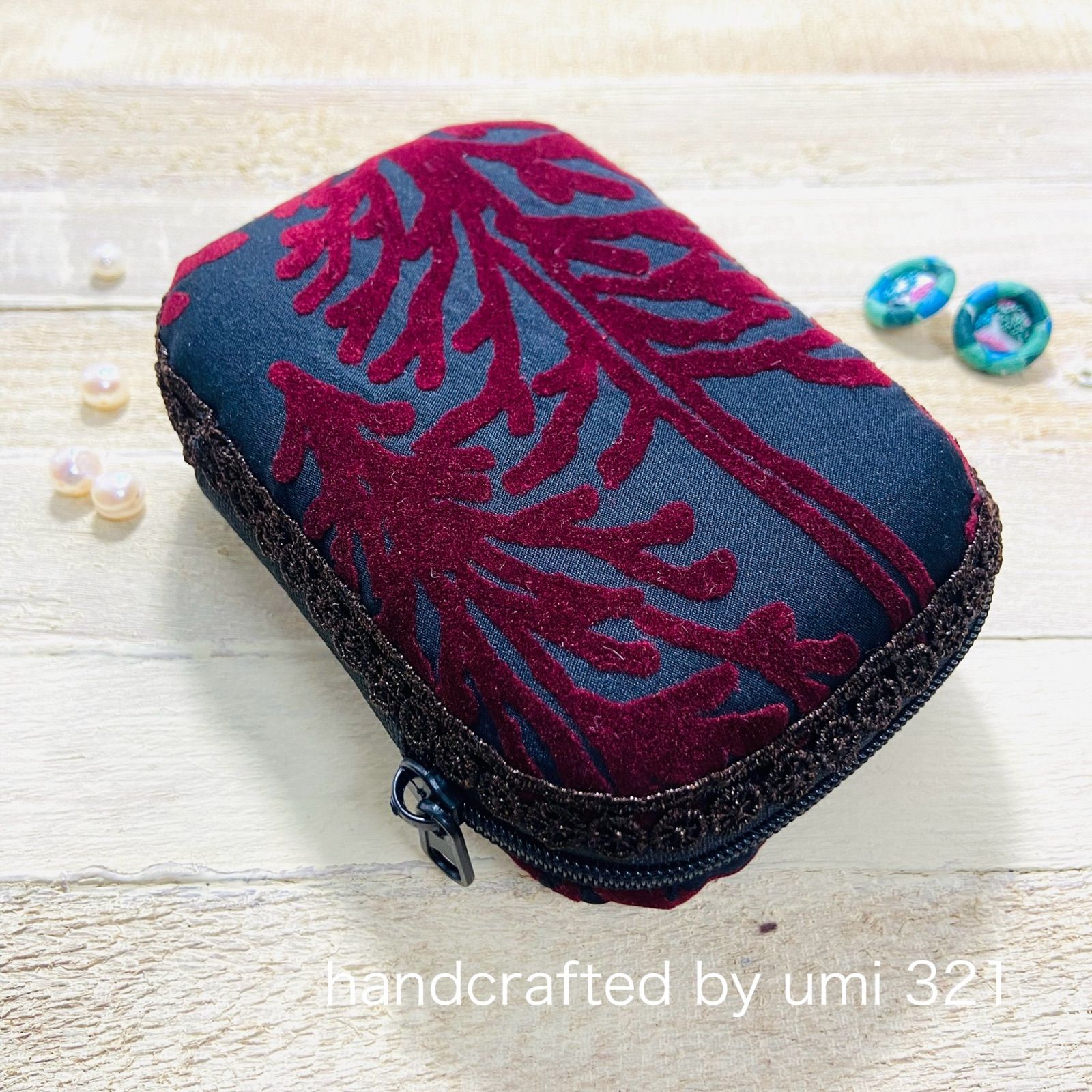 ハードケース  metsa レッド ハンドメイド ミナペルホネン生地使用