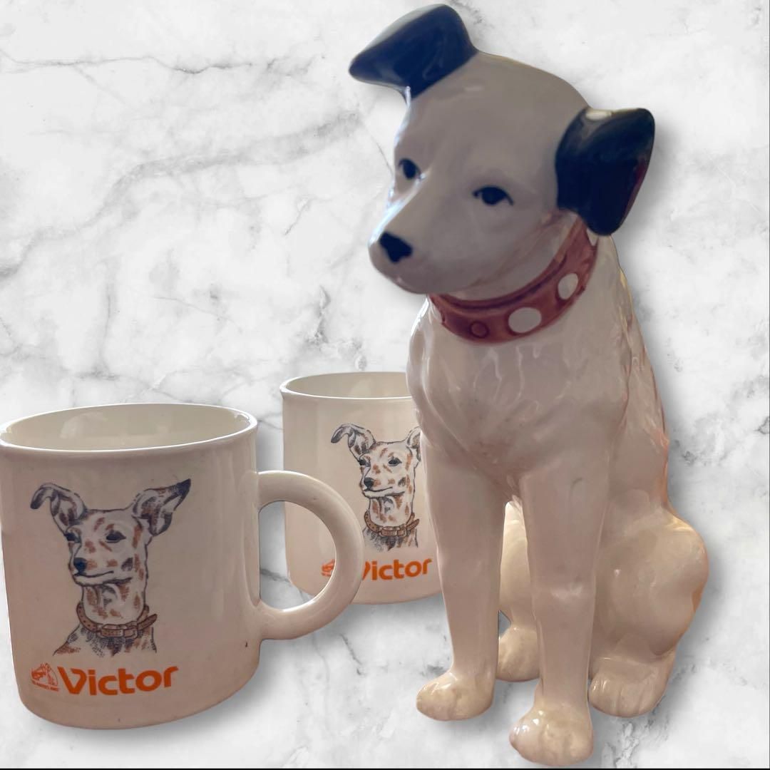 新品・箱入り 激レア 中身は美品 ＶＩＣＴＯＲ ビクター ニッパー犬 置物 マグカップ２個 新品 箱入り - メルカリ