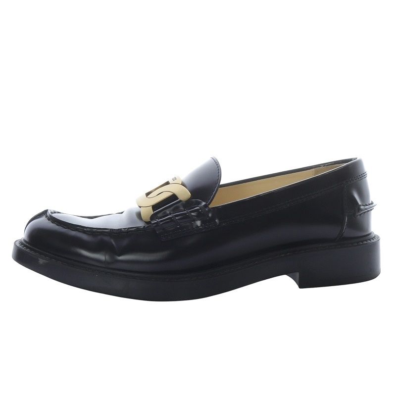 トッズ*37*ビット　ローファー/スリッポン*黒 トッズ TOD'S ケイト ローファー スリッポン ローヒール レザー