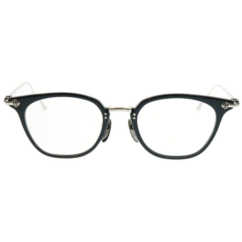CHROME HEARTS クロムハーツ SHAGASS サイドクロステンプル ウェリントンメガネ 眼鏡 ブラック シルバー 度入り