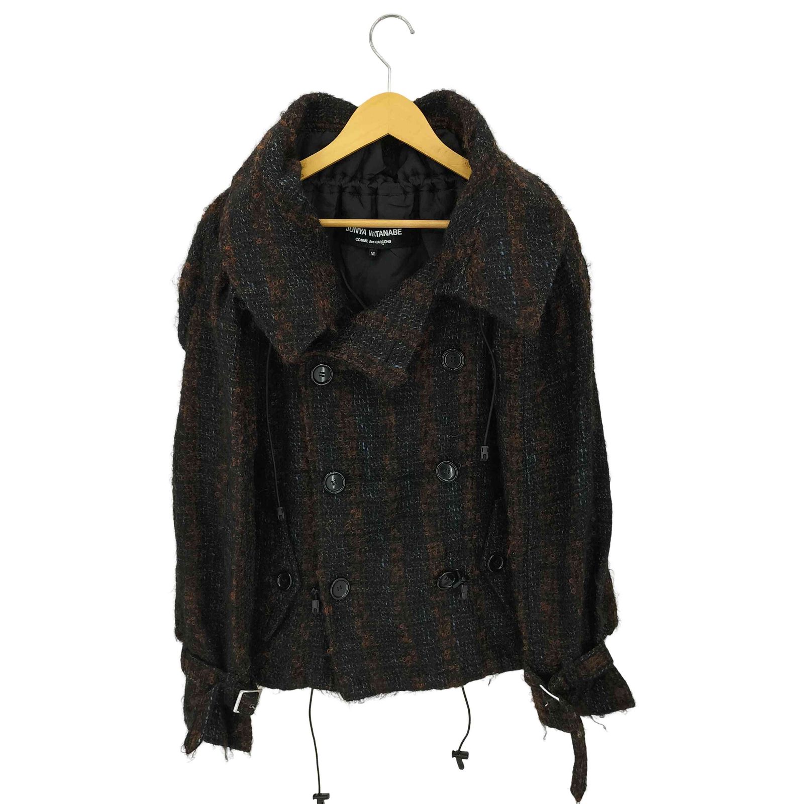 ジュンヤワタナベコムデギャルソン JUNYA WATANABE COMME des GARCONS ドローコードデザイン ツイード ピーコート メンズ M