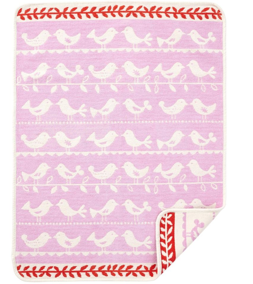 KLIPPAN クリッパン|| オーガニックコットンミニブランケット birds pink