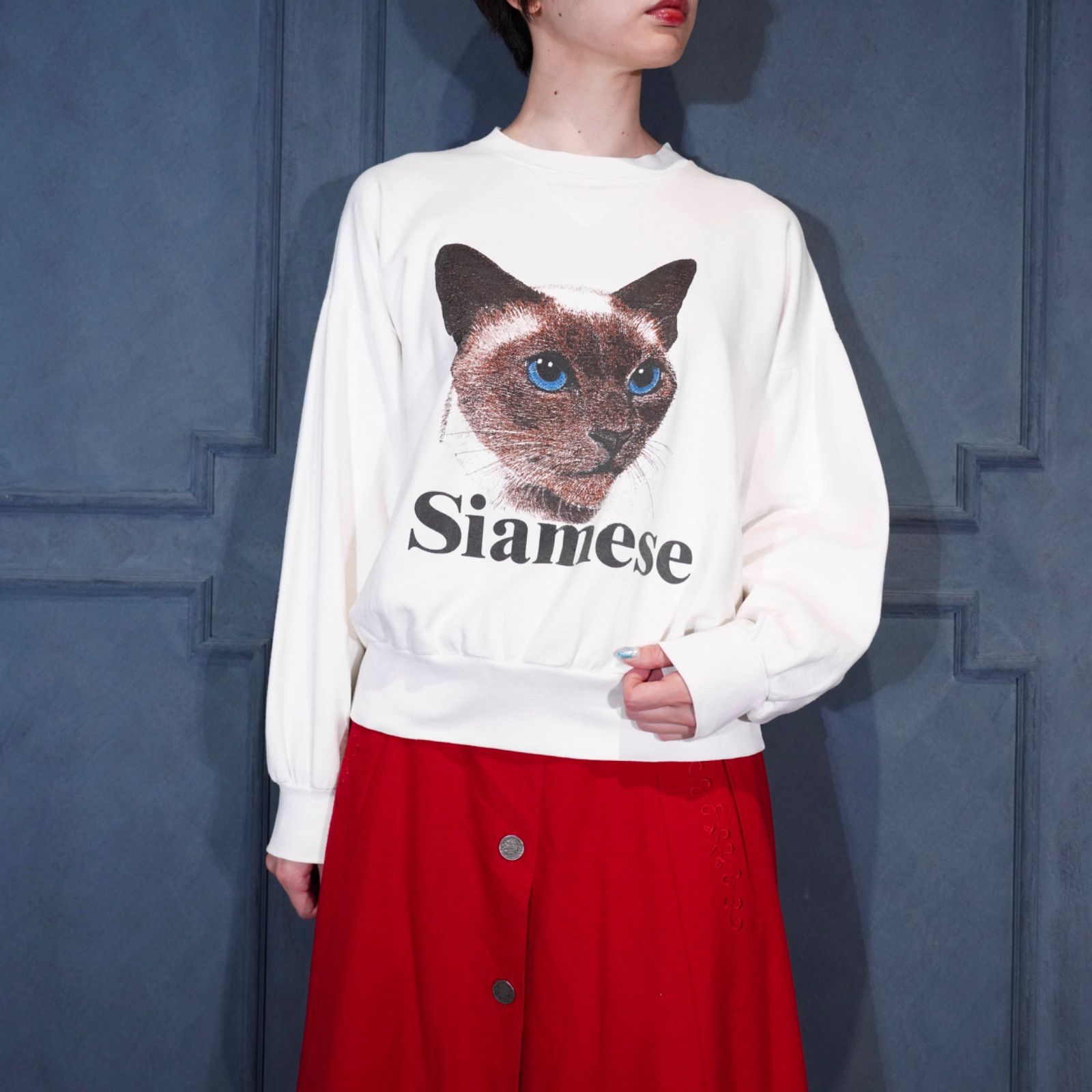 90’s USA VINTAGE CAT PRINT DESIGN SWEAT SHIRT|90年代アメリカ古着にゃんこプリントデザインスウェット