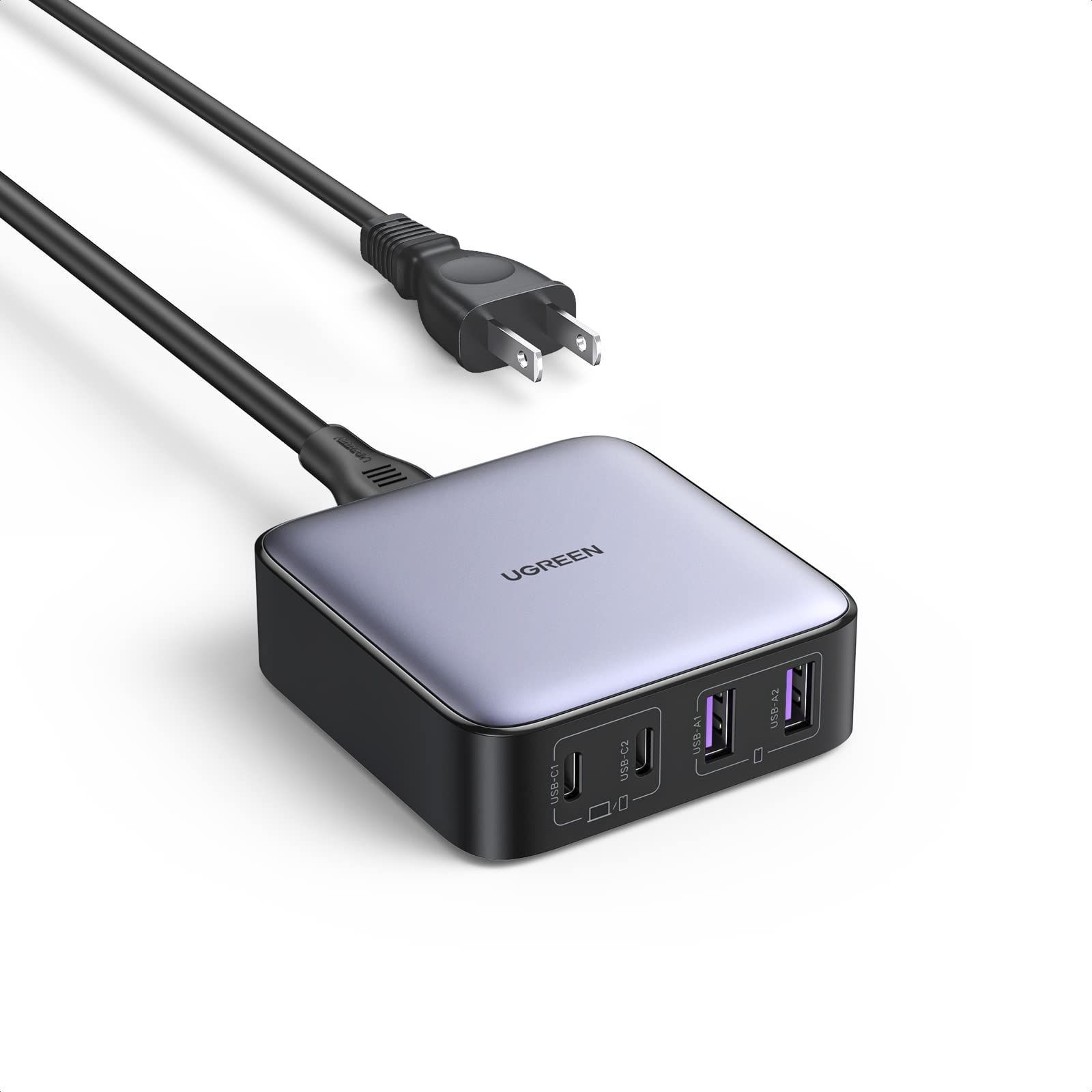 新品 UGREEN Nexode PD 充電器 65W 4ポート 卓上急速充電器【USB-C×2 USB-A×2 GaNFastII(窒化ガリウム)採用 PD/QC4+/PPS規格対応 2mの電源ケーブル付き PSE技術基準適合】iPhone16-8シリーズ/