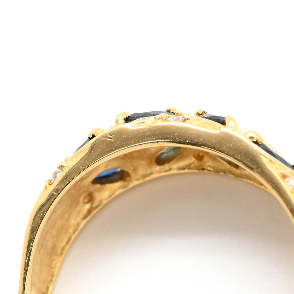 明瞭な リング 指輪 ブルーサファイア ダイヤ K18YG サファイア ダイヤモンド イエローゴールド 青 マーキスカット 18.5号 豊富な種類。
