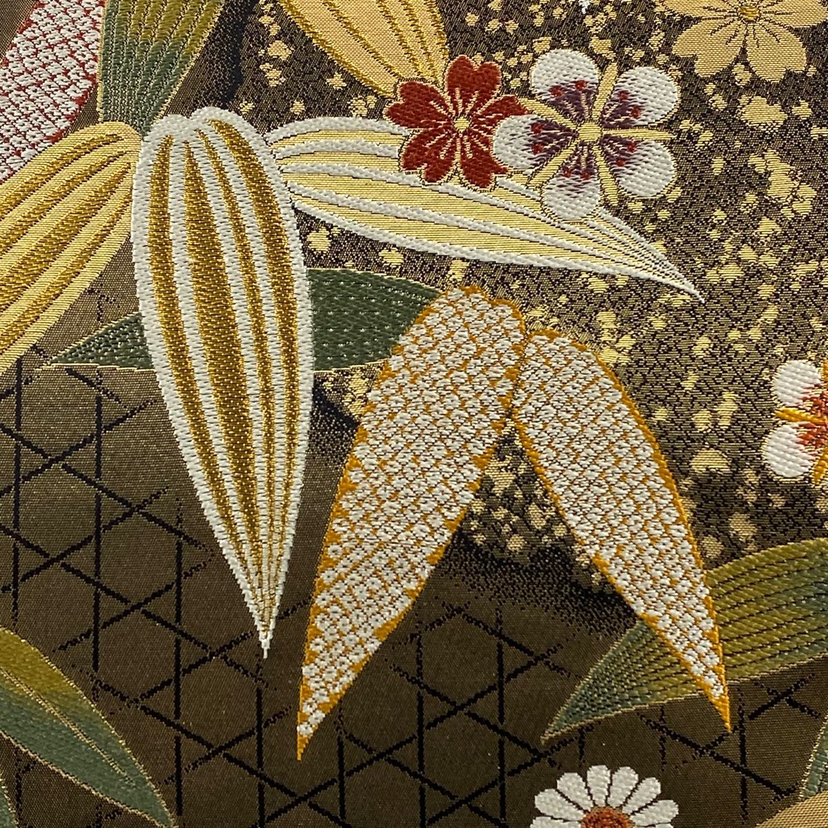 208y63◇袋帯 六通 雪輪 鹿の子 亀甲文 小花 ◇美品 成人式 結婚式 208y63◇袋帯 六通 雪輪 鹿の子 亀甲文 小花 ◇美品 成人式 結婚式