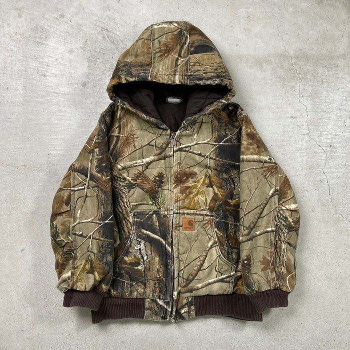 【Kids】Carhartt  カーハート ダック地 リアルツリーカモ 迷彩 アクティブジャケット ワークジャケット キッズ10-12歳相当  