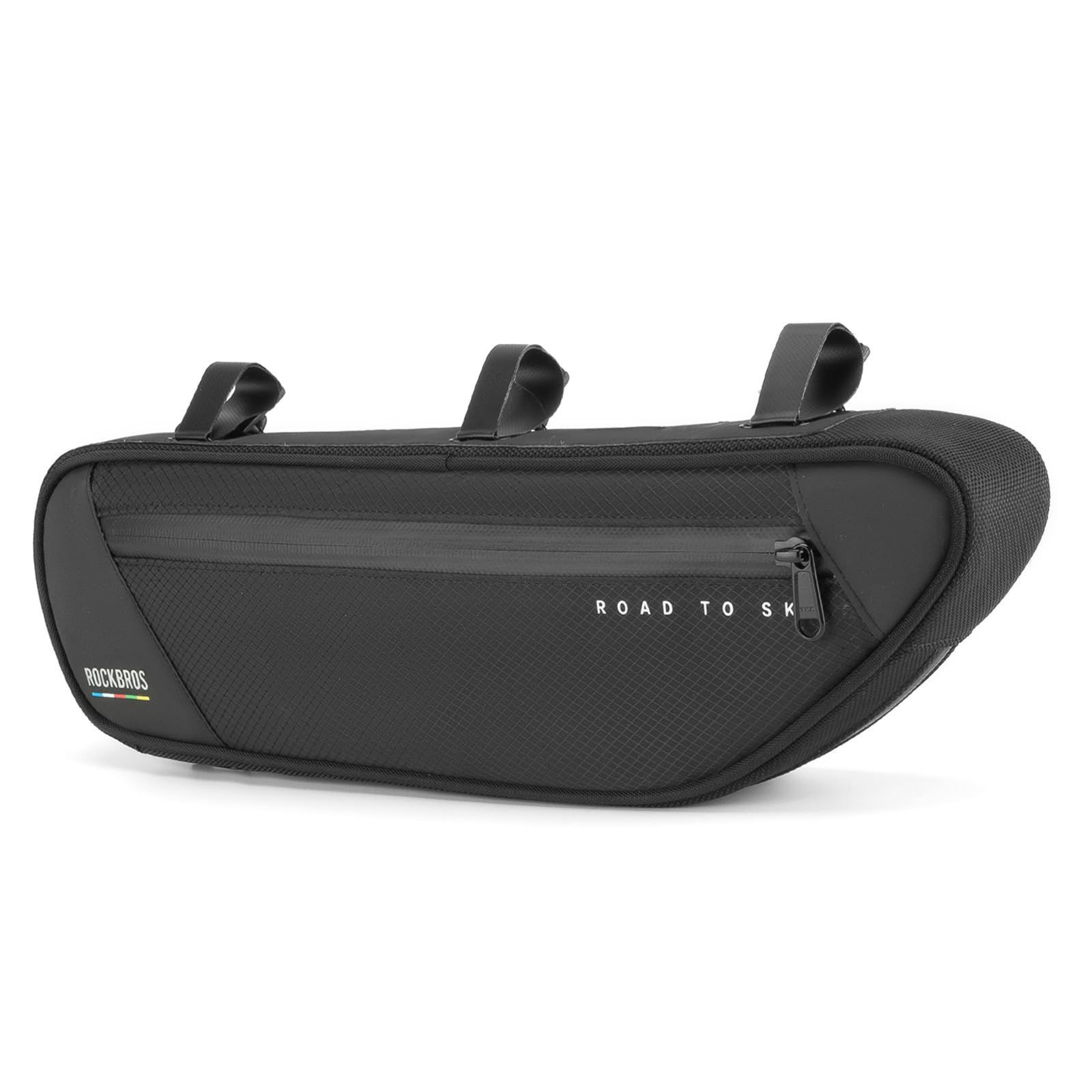 Color ブラック ROCKBROS-ROAD TO SKY フレームバッグ 自転車 バッグ サイクルバッグ Fitgoシステム搭載 容量約2L 日常防水 耐摩耗性 軽量 反射材付き 小物入れ 取り付け簡単 サイクリング ロードバイク クロスバイク ブラッ