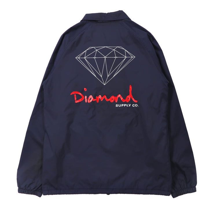 Diamond SUPPLY CO. コーチジャケット M ネイビー ナイロン バックロゴプリント