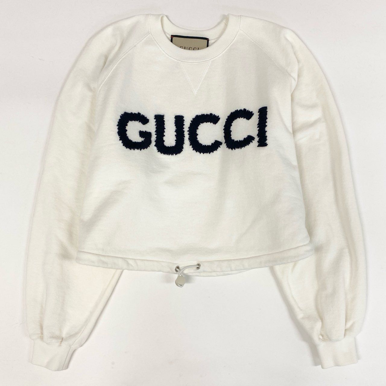 33i25 GUCCI グッチ 24ss クロップド スウェット トレーナー ドローストリング トップス 760366XJGDL XS アイボリー レディースu02t